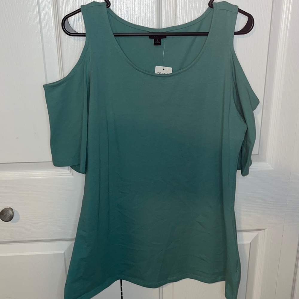 Torrid Seafoam/Teal Cold shoulder body con top Sz 2X